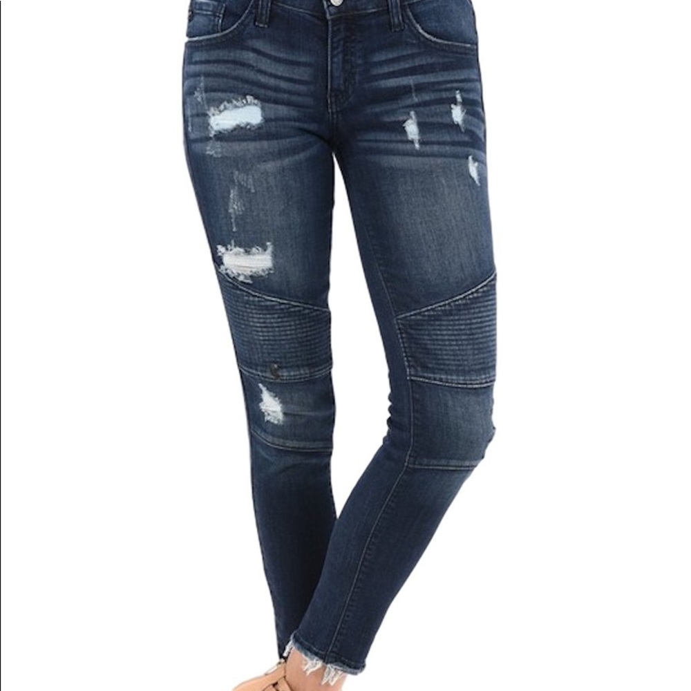 Kancan Moto Skinny Jeans Low Rise